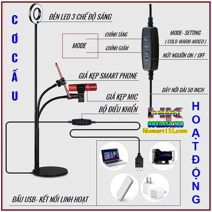 Bộ dụng cụ hỗ trợ live stream đa năng 3 trong 1