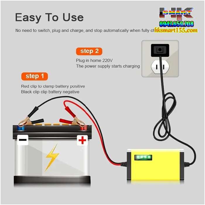 Sạc bình ắc quy ô tô xe máy 12v2A 2ah-20ah tự ngắt khi đầy