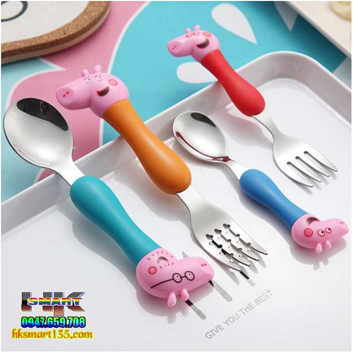 Bộ thìa dĩa inox hình Peppa pig