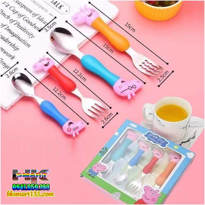 Bộ thìa dĩa inox hình Peppa pig