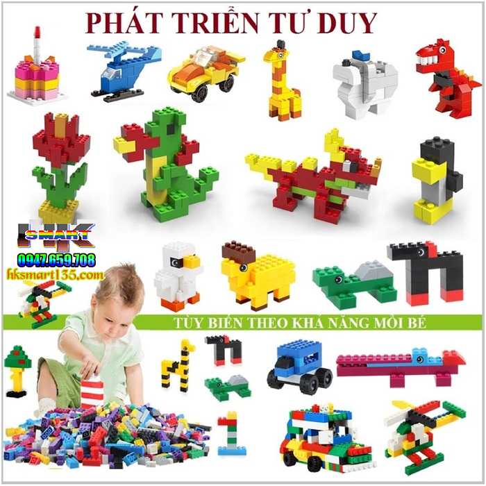 Bộ xếp hình lego 1000 chi tiết cho bé