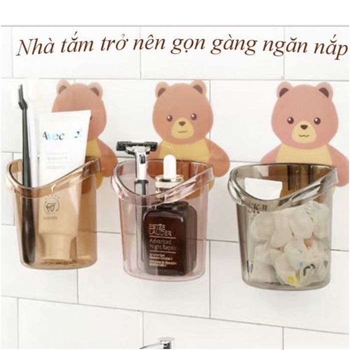 Cốc Gấu Đựng Bàn Chải Kem Đánh Răng Dán Tường Đa Năng