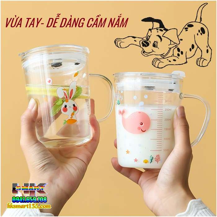 Cốc thuỷ tinh 3in1 350ml siêu tiện lợi