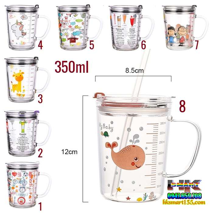 Cốc thuỷ tinh 3in1 350ml siêu tiện lợi
