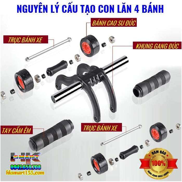 Con Lăn Tập Cơ Bụng 4 Bánh