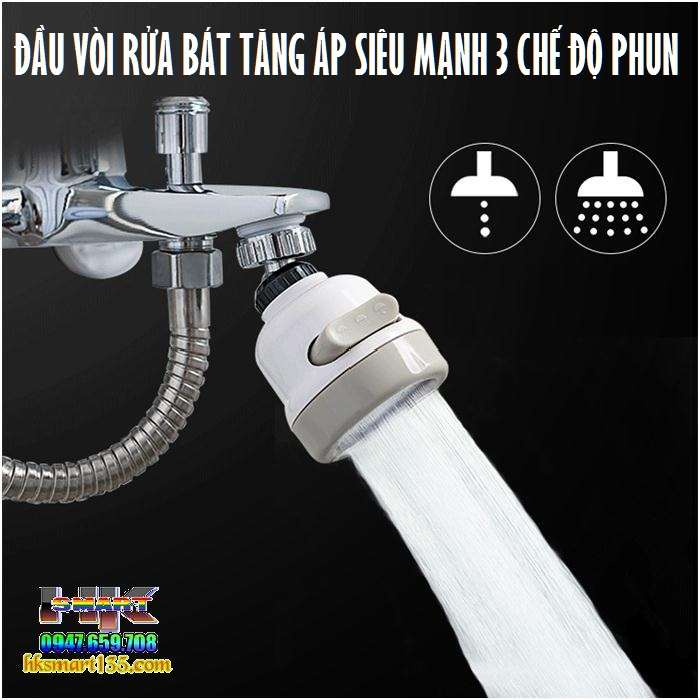 Đầu vòi rửa bát tăng áp 3 chế độ phun