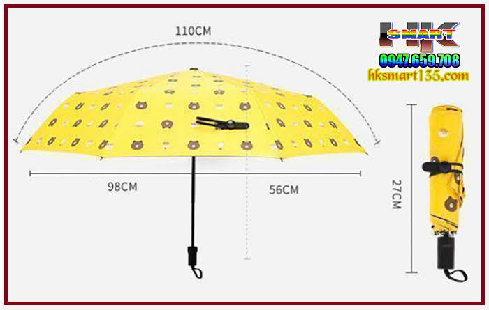 Dù xếp gọn thời trang hình gấu Brown