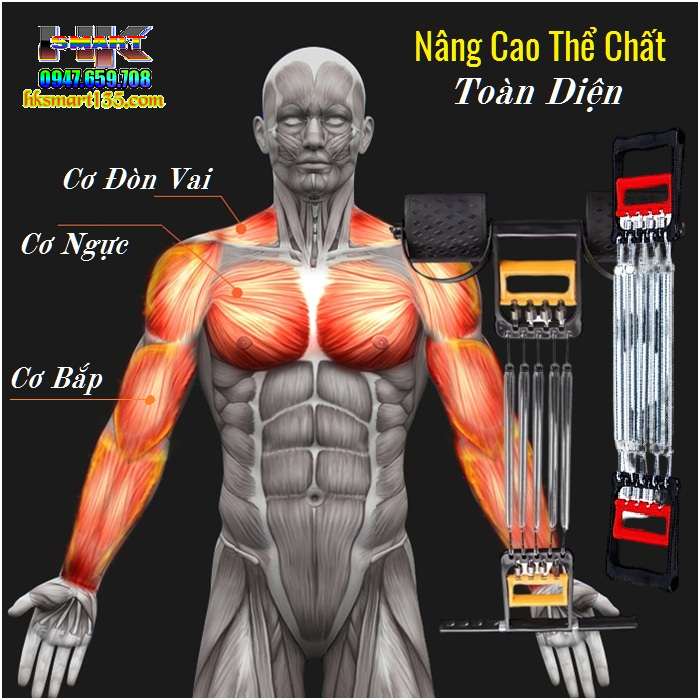 Dụng cụ tập Gym- tập cơ tay lò xo Inox 5 sợi