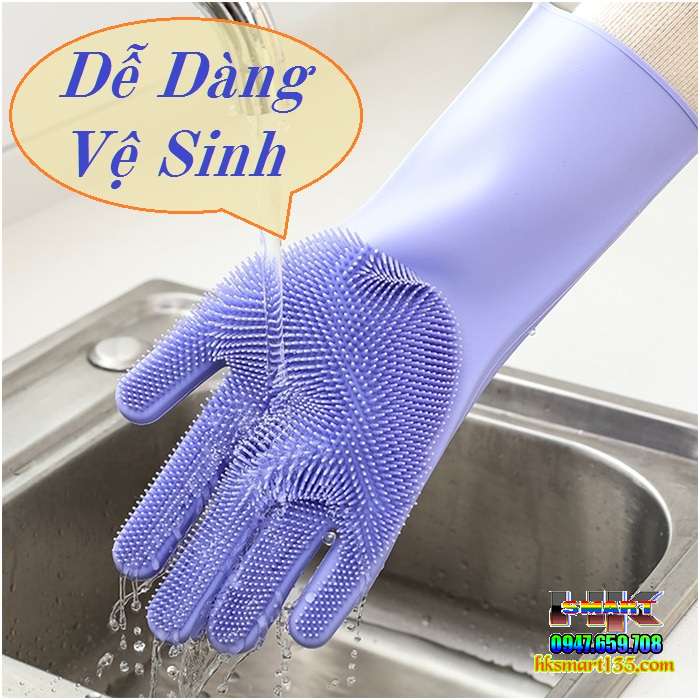 Găng tay lau rửa đa năng silicon 2in1