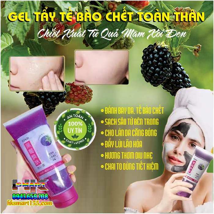 Gel tẩy tế bào chết Ginbi chiết xuất Mâm Xôi đen 200ml