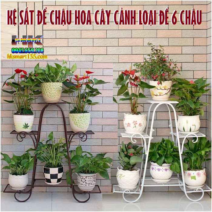 Kệ sắt để cây cảnh chậu hoa 6 ngăn