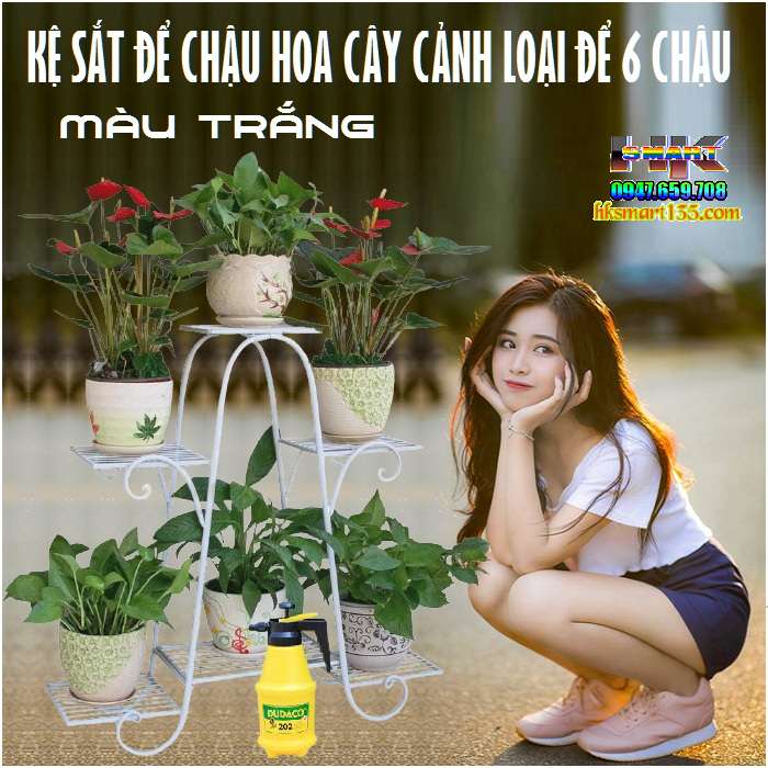 Kệ sắt để cây cảnh chậu hoa 6 ngăn