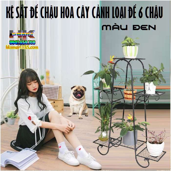 Kệ sắt để cây cảnh chậu hoa 6 ngăn