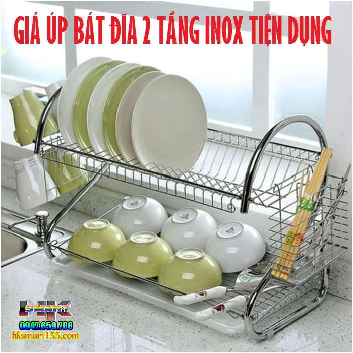 Giá để chén bát inox 2 tầng