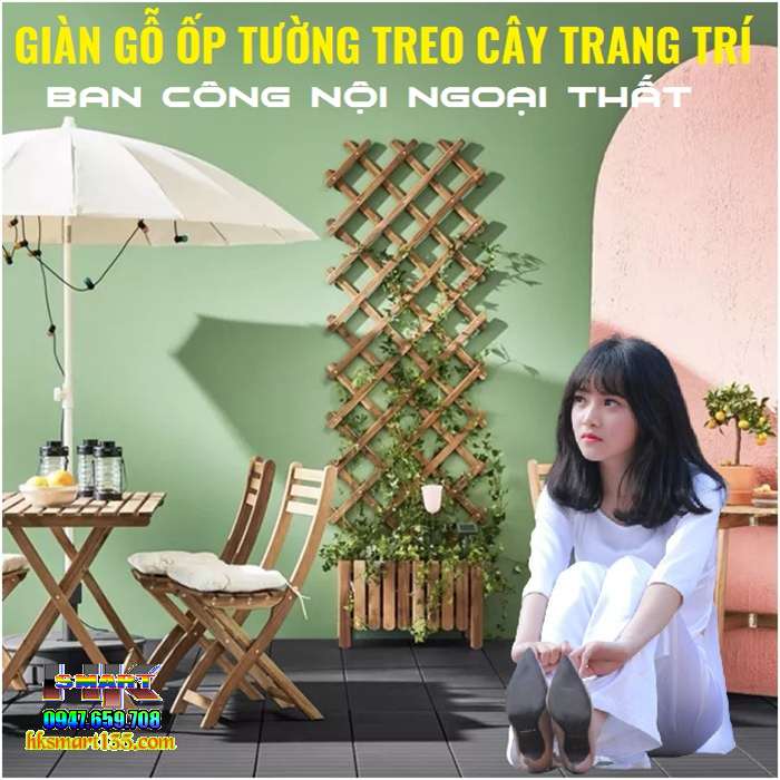 Giàn gỗ treo tường trang trí ban công