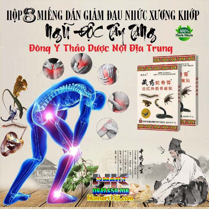 Hộp 8 Miếng dán giảm đau xương khớp, giảm đau bụng kinh