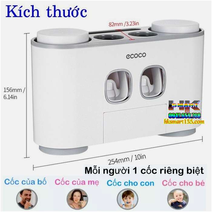 Hộp Đựng Bàn Chải Và Nhả Kem đánh răng tự động Ecoco