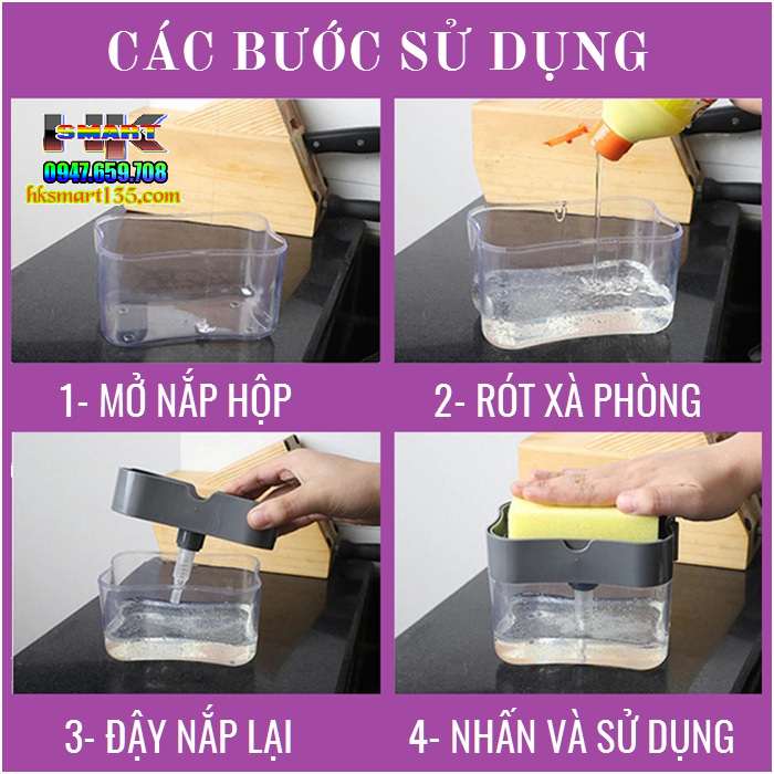 Hộp Đựng Nước Rửa Chén Kèm Miếng Rửa 2 in 1