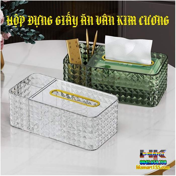 Hộp đựng giấy ăn vân kim cương