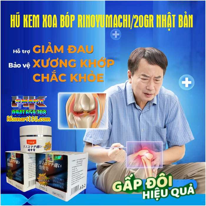 Hũ Kem Xoa Bóp Rinoyumachi/20gr Nhật Bản- Hỗ Trợ Giảm Đau Nhức Xương Khớp