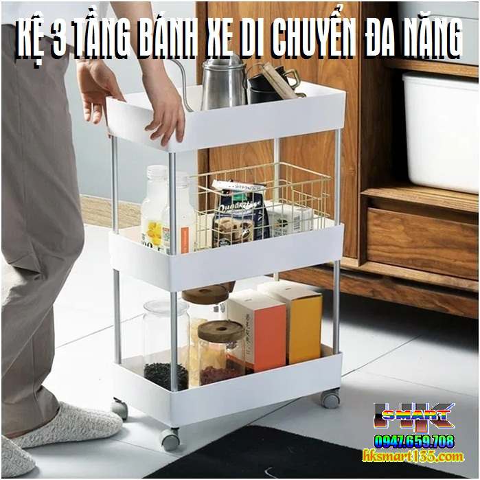 Kệ để đồ đa năng 3 và 4 tầng có bánh xe