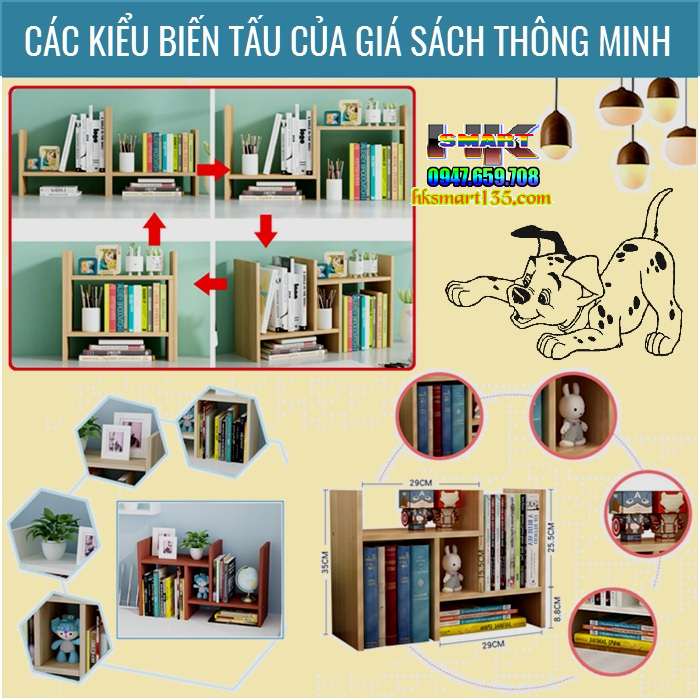 Kệ sách để bàn mini bằng gỗ