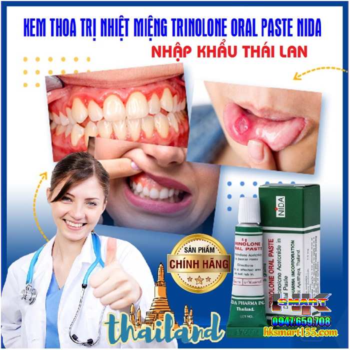 Kem Thoa Nhiệt Miệng Trinolone Oral Paste- Nida Thái Lan