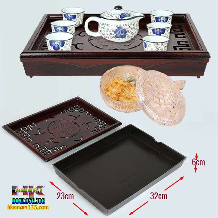 Khay trà chất liệu nhựa giả gỗ sang trọng