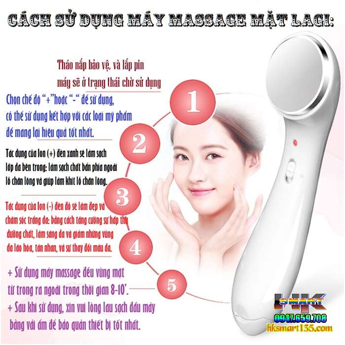 Máy massage mặt bằng ion dưỡng trắng LAGI+ - LG04