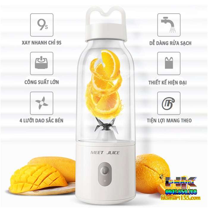 Máy xay sinh tố điện mini cầm tay Meet Juice