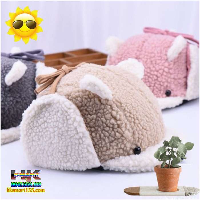 Mũ bịt tai lông cừu giữ ấm cho bé