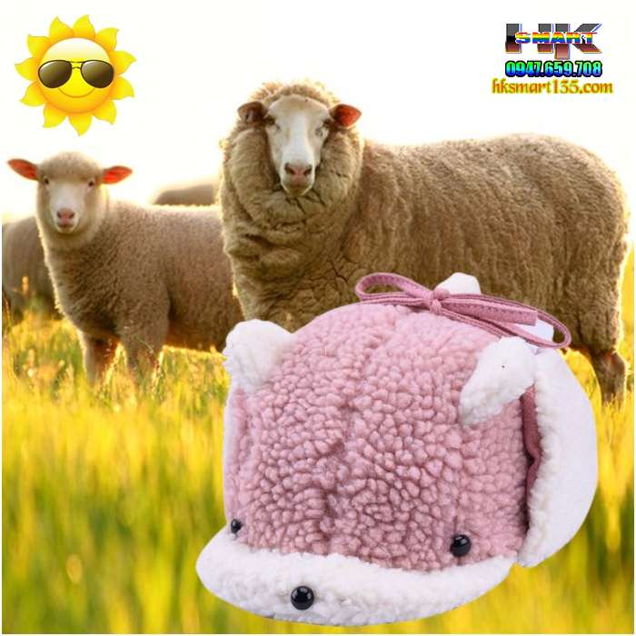 Mũ bịt tai lông cừu giữ ấm cho bé