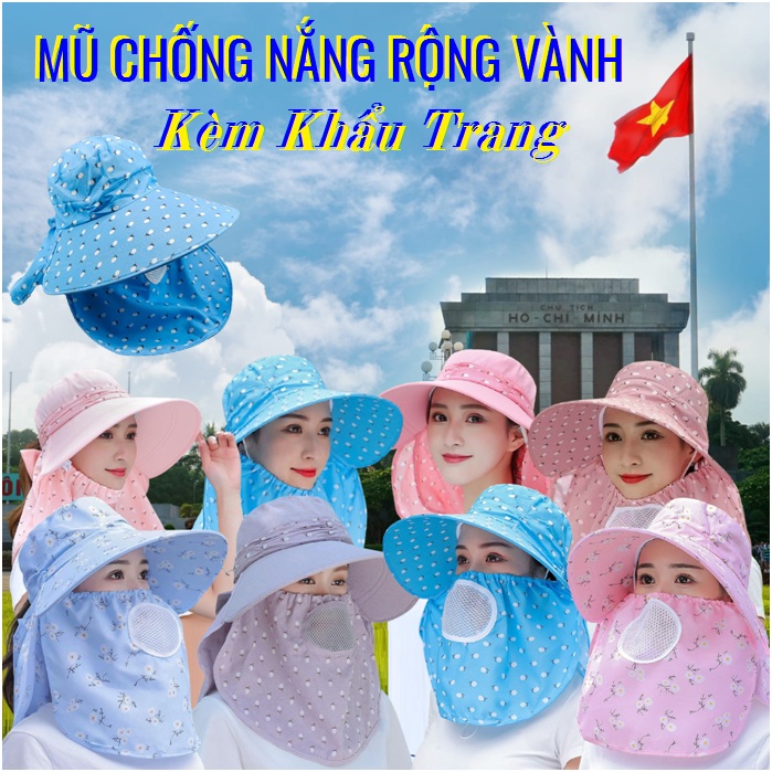 Mũ chống nắng kèm khẩu trang 3 in 1