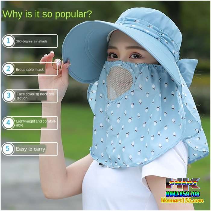 Mũ chống nắng kèm khẩu trang 3 in 1