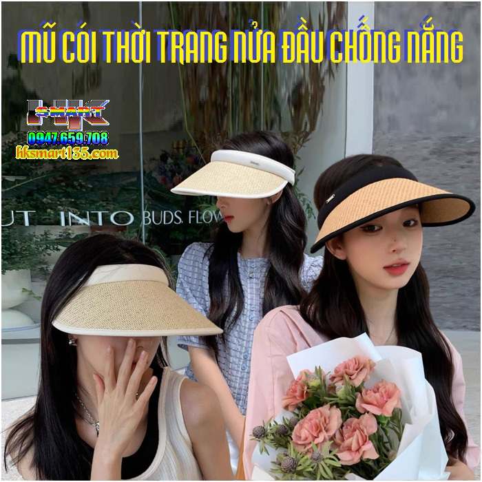 Mũ cói nửa đầu chống nắng kiểu Nhật bản