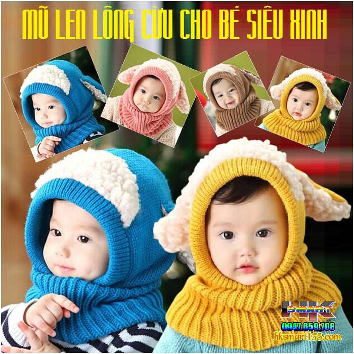 Mũ len cực xinh xắn cho bé