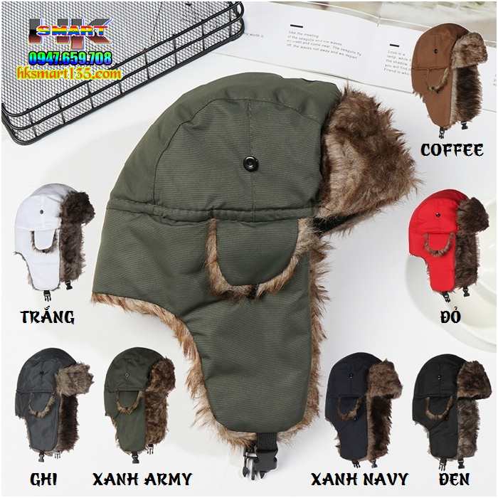 Mũ Lưỡi Trai Bịt Tai Lót Lông Kiểu Nga