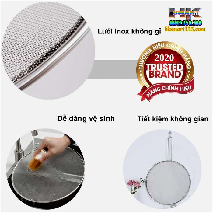 Nắp lưới inox đậy chảo chống văng dầu mỡ