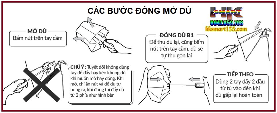 Ô Gấp Thông Minh Tự Động Bật Mở 2 Chiều