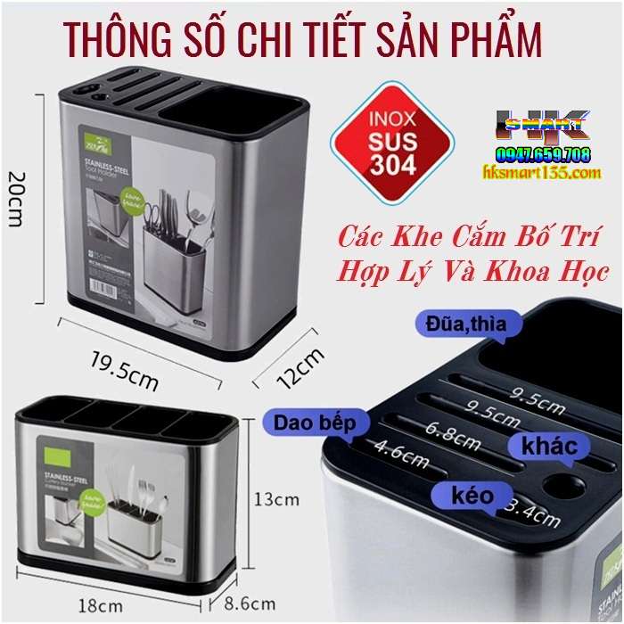 Bộ Sản Phẩm Ống Cắm Đũa- Thìa- Dao- Kéo