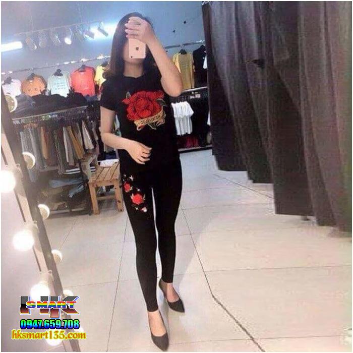 Quần legging thêu hoa Topshop