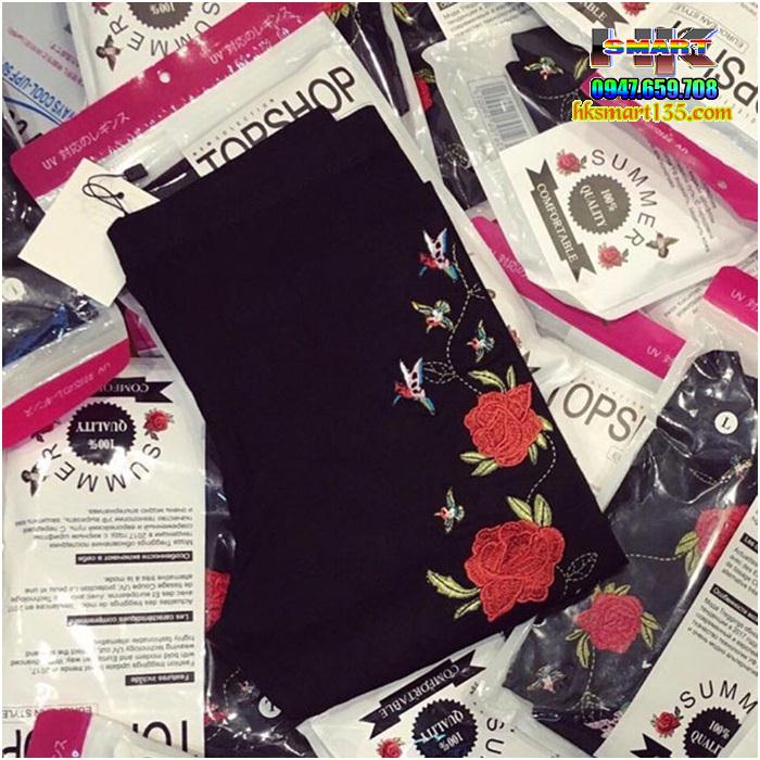 Quần legging thêu hoa Topshop dạng lửng