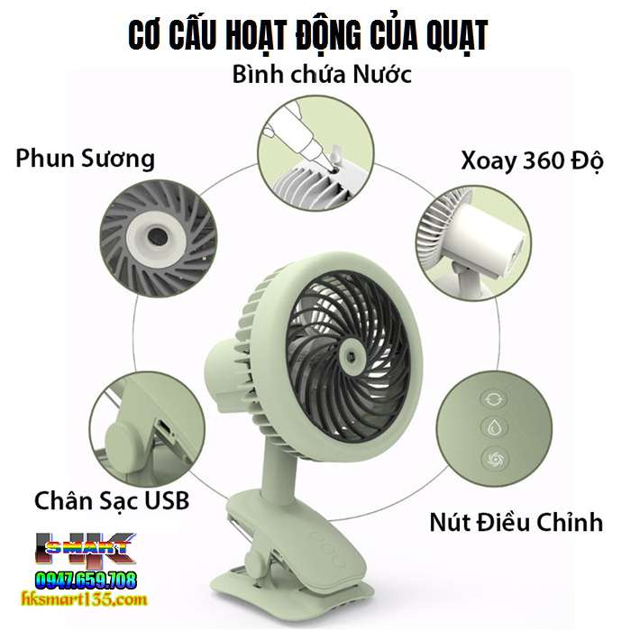 Quạt hơi nước mini phun sương