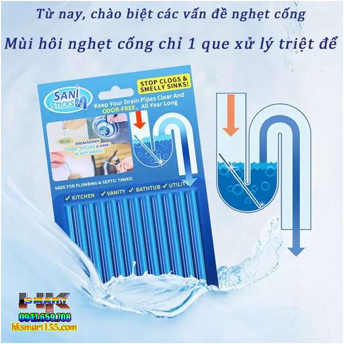 Que thông tắc bồn rửa ,thông cống Sani Sticks