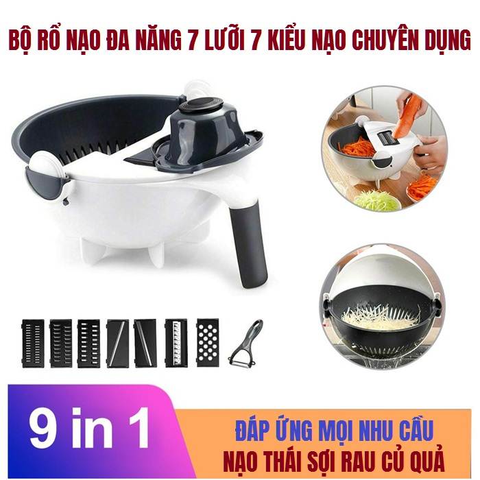 Bộ Dụng Cụ Rổ Kiêm Nạo Rau - Củ - Quả 9 Trong 1