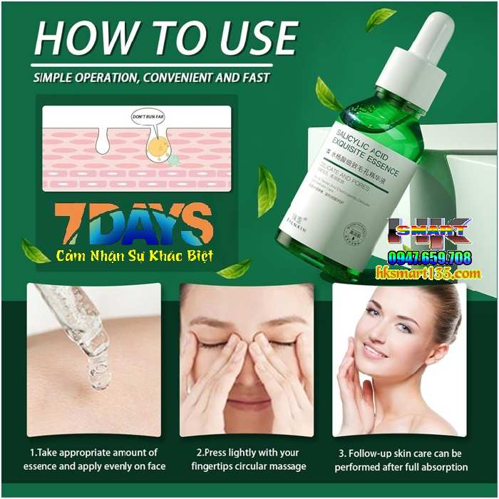 Serum Axit Salicylic 30ml/ 60gr- Tinh Chất Se Khít Thu Nhỏ Lỗ Chân Lông, Lột Mụn Đầu Đen, Dưỡng Trắng Chống Lão Hóa Trẻ Hóa Làn Da