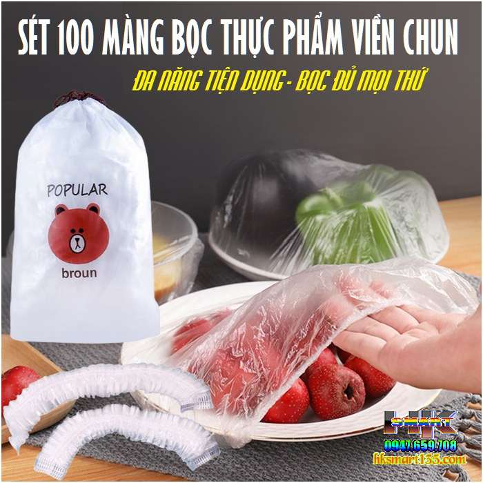 Set 100 màng bọc thực phẩm viền chun đa năng