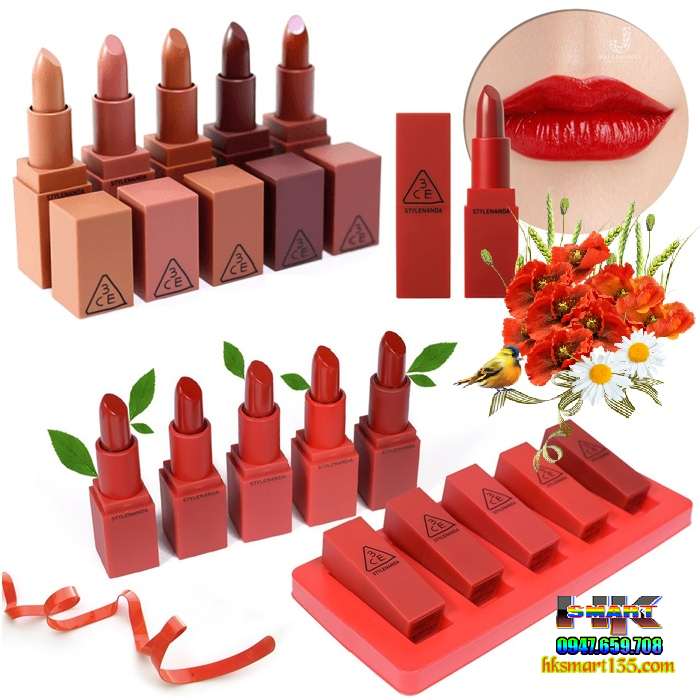 Set 5 son 3CE Mood Recipe mini nâu chính hãng 1