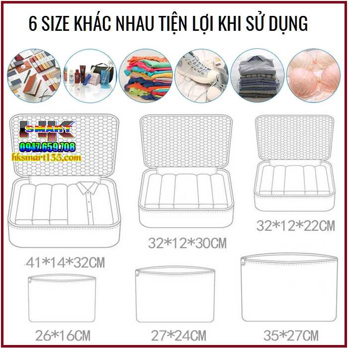 Set 6 túi đựng đồ du lịch tiện dụng