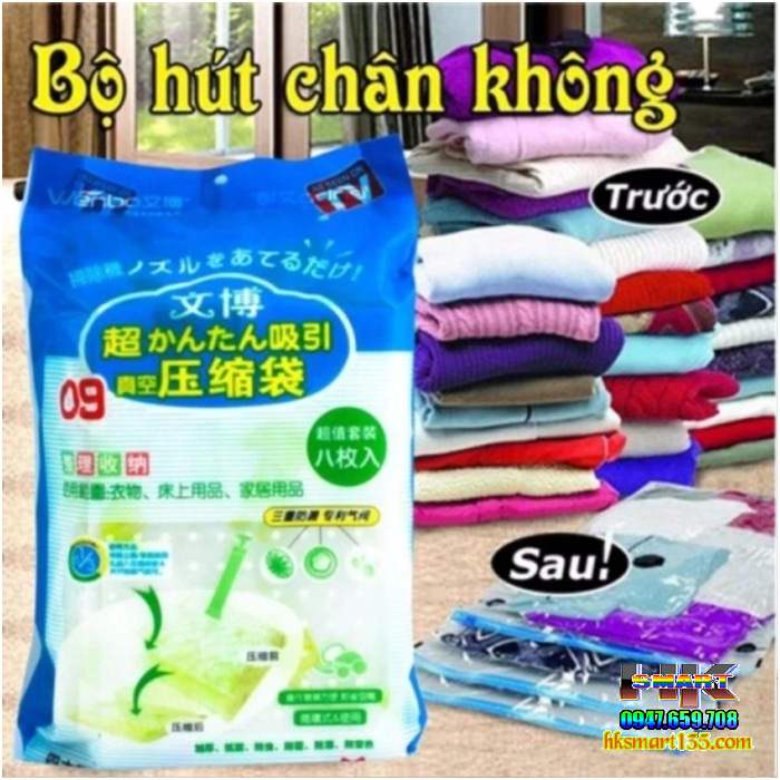 Bộ 8 túi hút chân không kèm bơm